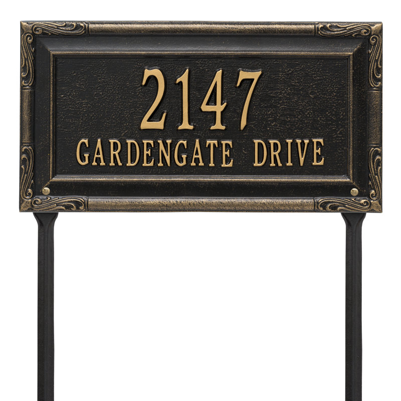 Plaque d'adresse sur 2 lignes Gardengate, Noir / or, Oui
