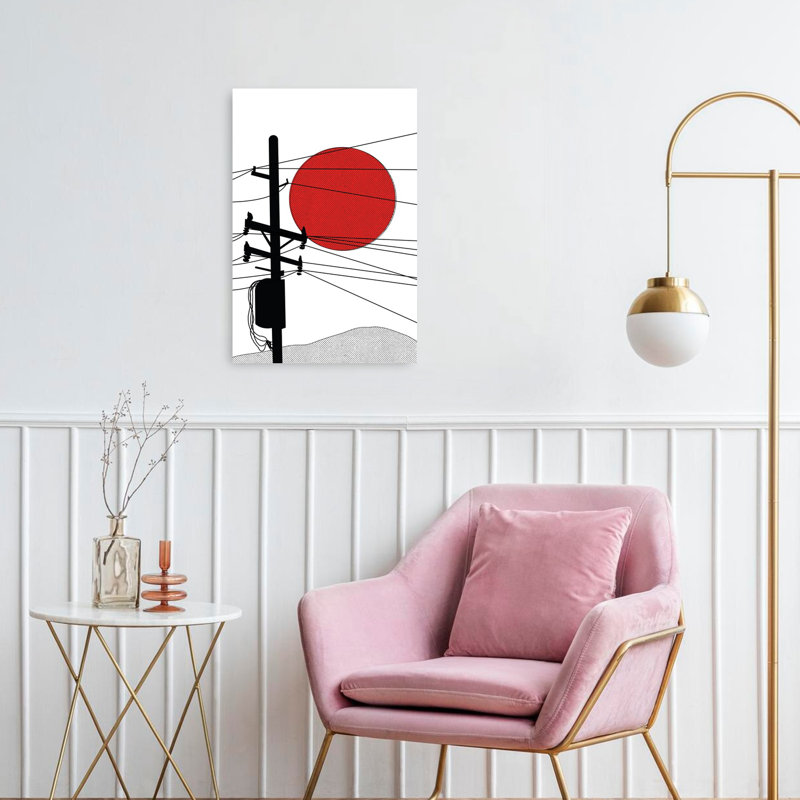 Art japonais de paysage japonais abstrait, H 24 po x l 16 po