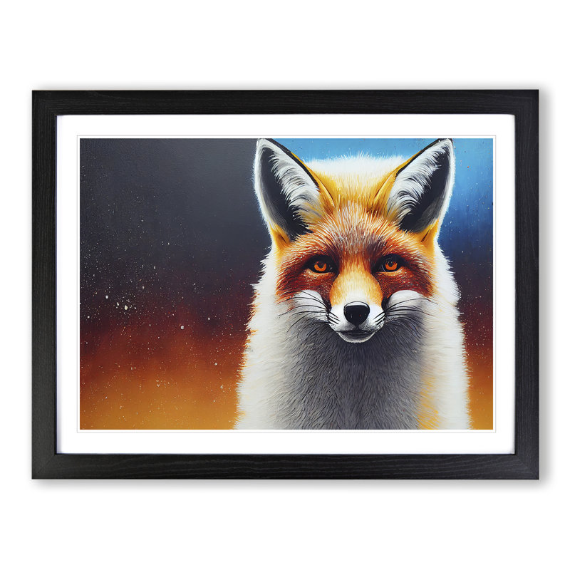 XH1022-10111X Welcoming Fox - Single Picture Frame Print, Black Framed, 46cm H x 64cm W x 2cm D
