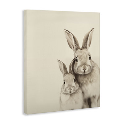 Two Bunnies Sketch Portrait Canvas Wall Art, design by Arlington Prints