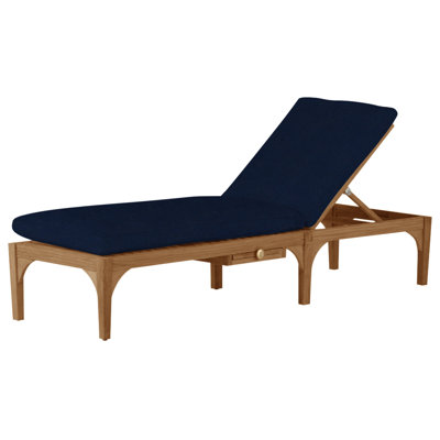Club Teak 82.38" Long Reclining Single Chaise with Cushions