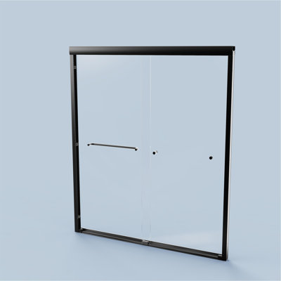 56"-60"W*72" H Semi-Frameless Double Sliding Shower Door, Bypass Shower Door, 1/4" (6Mm) Thick SGCC Tempered Glass Door