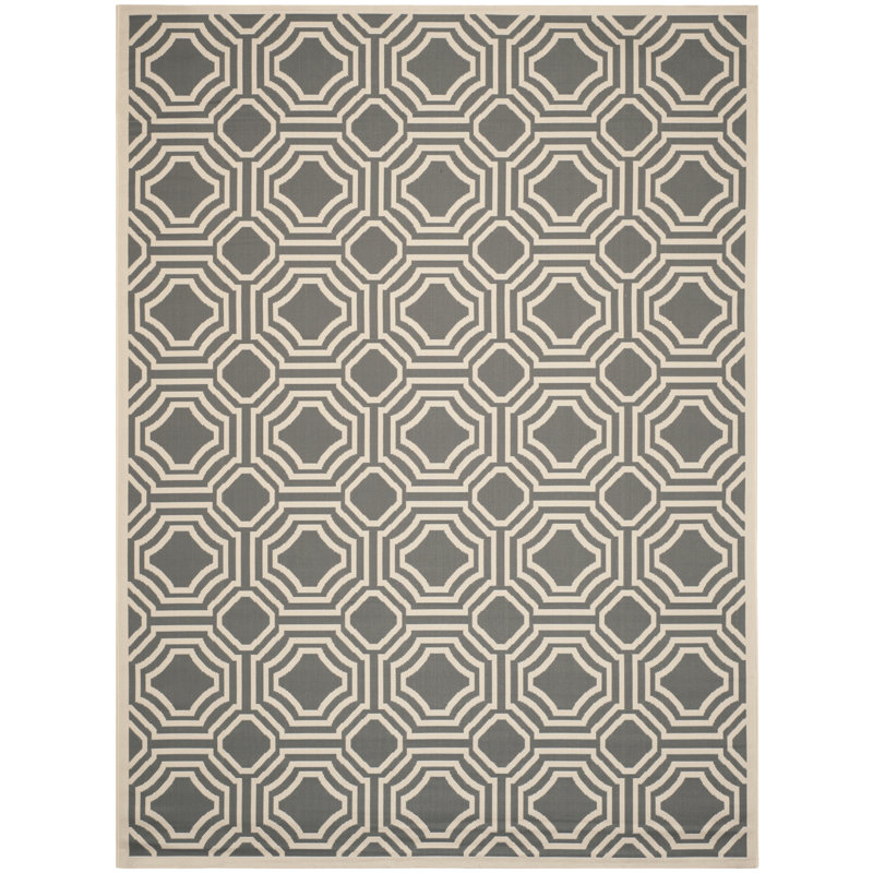 Arneshia Geometric Dark Gray/Beige Indoor/Outdoor Area Rug, Rectangle 8' x 11'