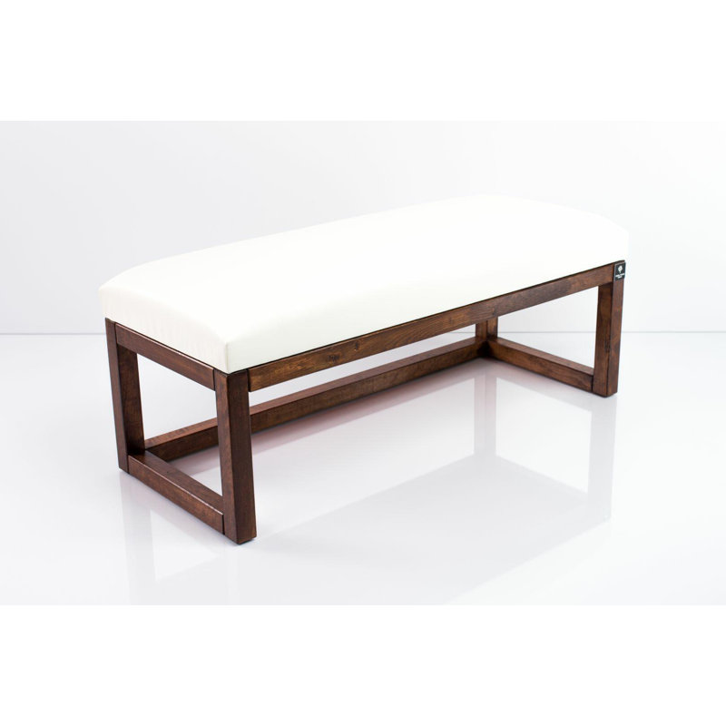 Faux Leather Upholstered Bench, White, 50cm H x 85cm W x 35cm D