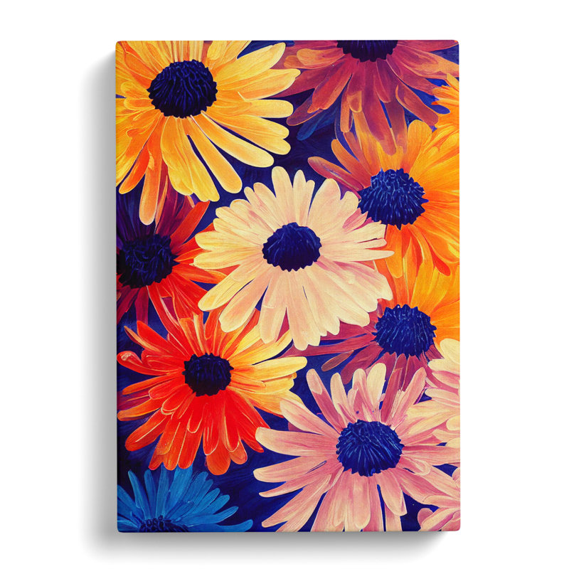 Chrysanthemum Flower Splatter - Wrapped Canvas, 50cm H x 35cm W x 3cm D