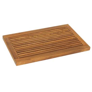 Mccollom Teak Rectangle Teak & Wood Reversible Shower Mat Highland Dunes