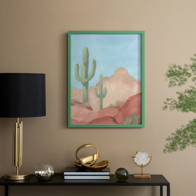 Sunny Saguaro II, reproduction encadrée - bois massif