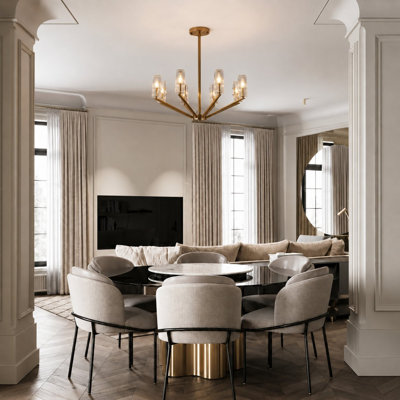 Lustre transitionnel en cuivre 8 lumières