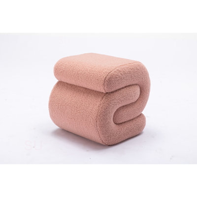 017S-S-Shape Teddy Fabric Ottoman Makeup Stool Footstool