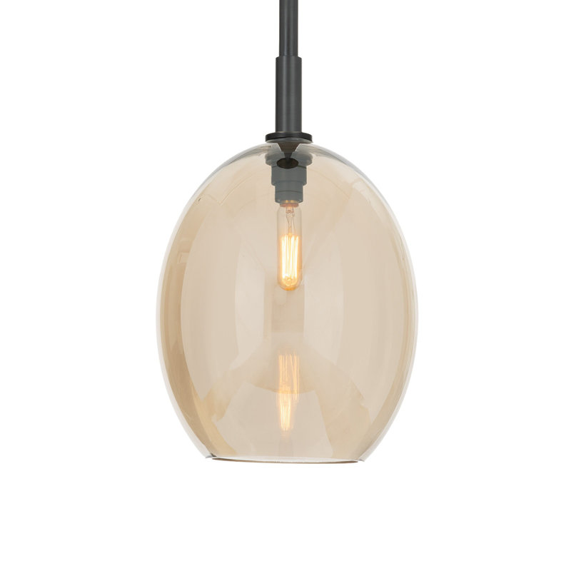 Luminaire suspendu simple Artemis (verre), Bronze frotté à l'huile, Champagne