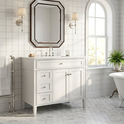 36'' Single White Bathroom Vanity With 2 Power Outlets, 1 Usb Port, And 1 Tybe C Port