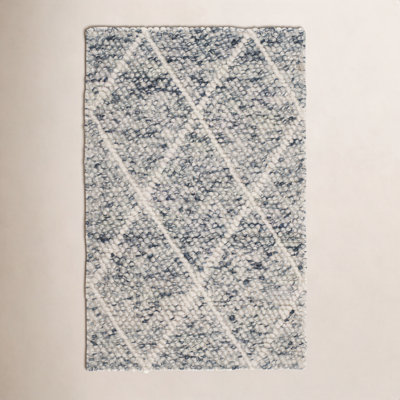 Russo Ivory Blue Hand-Woven Geometric Rug