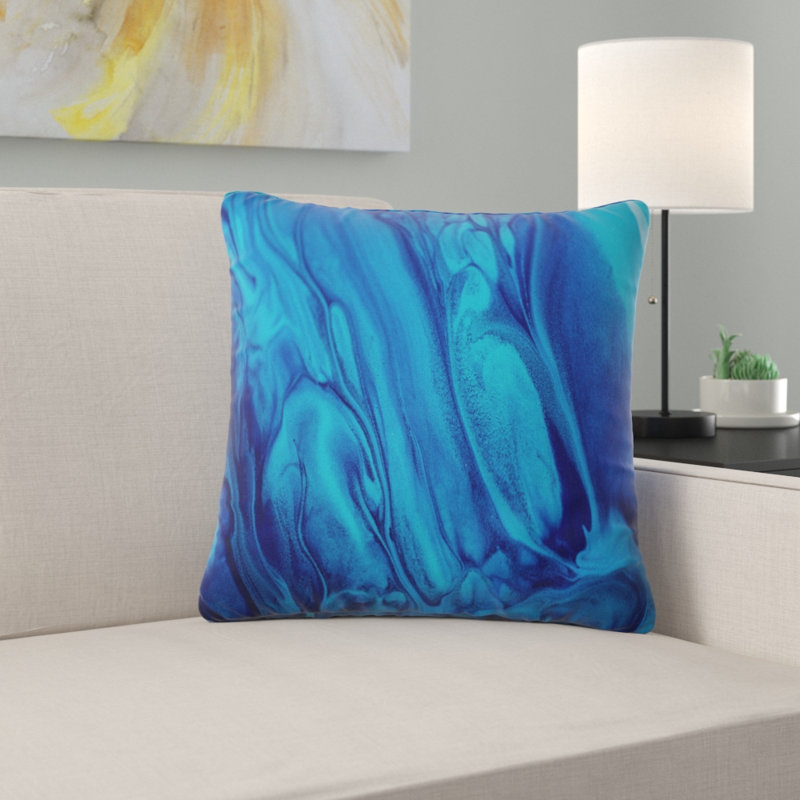 Coussin abstrait en acrylique de peinture acrylique, 16 po x 1 po