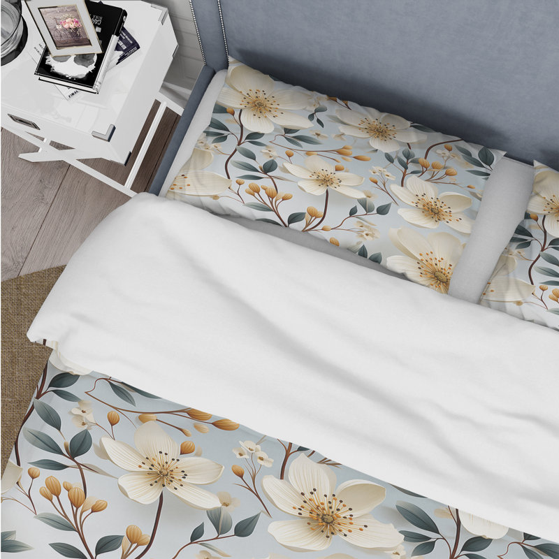 Ensemble de housse de couette Ivory Coastal Elegance, Housse de couette pour grand lit et 2 taies décor