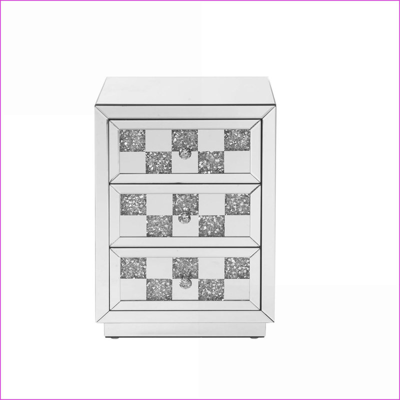 Table basse à miroir en faux composite - Bois composite, 3 tiroirs pour un salon glamour luxueux