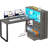 L-Shaped Computer Desk With Integrated Power Outlets, RGB LED Lighting, And File Cabinet, Featuring Ample Storage And Adjustable Shelves For Home Office Workspace