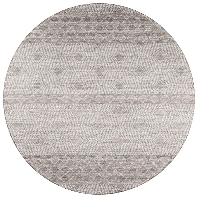 Tapis gris / beige Anazco, Rond 8 pi