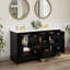 Meuble-lavabo double Barnhart 60 po entièrement assemblé avec comptoir en pierre reconstituée, dosseret, lavabo en céramique, tiroirs à fermeture amortie et charnières de porte à fermeture amortie, dosseret inclus-163661380