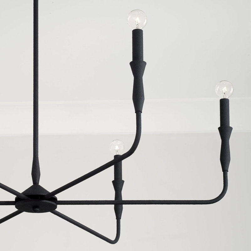 Lustre géométrique de style bougie , Noir texturé, H 30,5 po x l 41 po