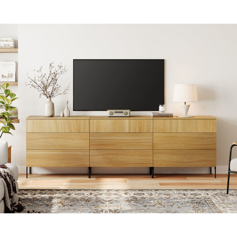 Union Rustic Modern 9 Drawer Dresser TV Stand For Tvs Up To 100 Inch, Reeded Entertainment Center, Wood TV Console With Storage For Living Room