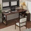 Noyer foncé + bureau en bois massif en forme de L noir + fer-907557757-907557752