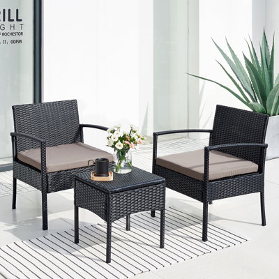 Ivancea 2 - Person Wicker Patio Dining Set with Square Table , Cushions Included