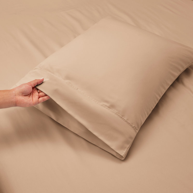Ensemble de draps en micro-fibre, Taupe, Drap-housse taille de lit très grand lit divisé