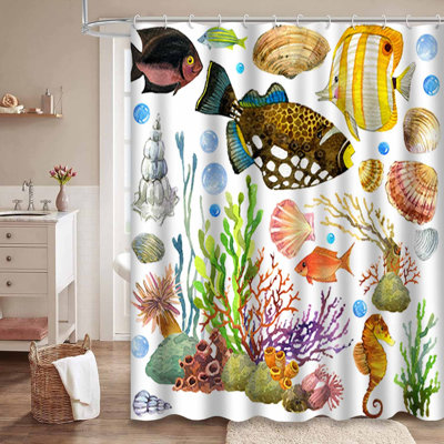 Blue Waterproof Shower Curtain,Shower Curtains for Bathroom with 12 Hooks
