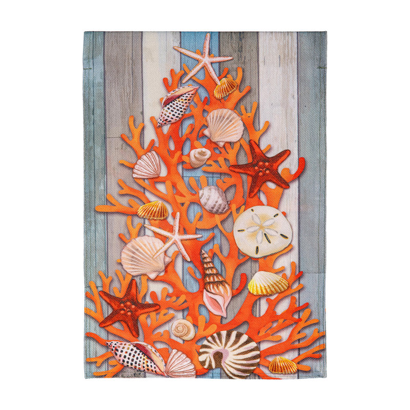 Shell Christmas Tree Burlap Flag