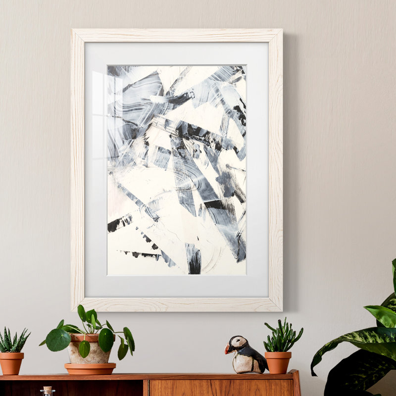 «Fractured Ice I», peinture sur toile encadrée, H 43,5 po x l 31,5 po x P 1 po, Cadre blanc
