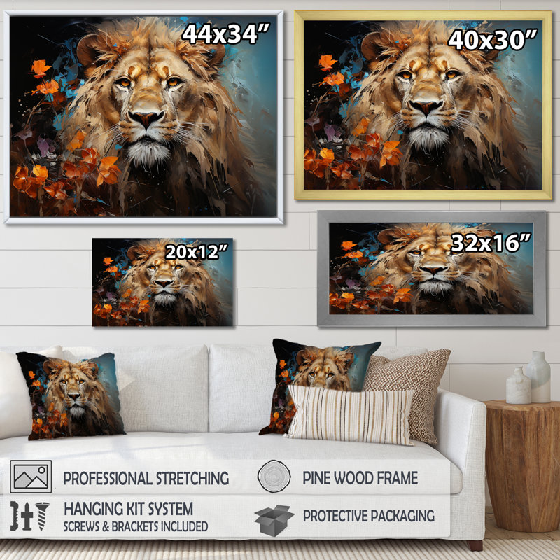 Lions sans énergie I - impression, H 12 po x l 20 po x P 1 po, Cadre simple noir