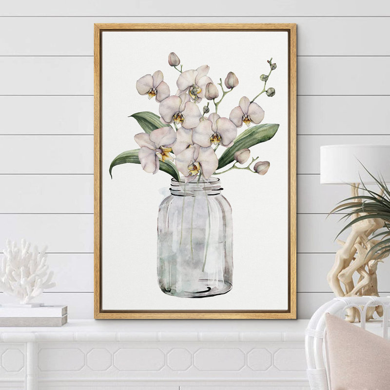 Fleurs de lotus blanc dans un pot Mason en verre, plantes florales, aquarelle, art moderne, pastel rustique, Naturel