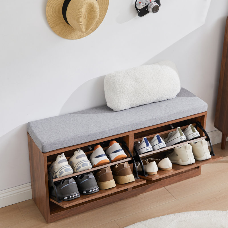 Banc de rangement pour 8 paires de chaussures, Brun