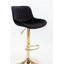 Repose-pieds et base chromés, ensemble de 2 chaises de bar en cuir de velours à hauteur réglable et pieds dorés, noir