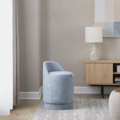 Tabouret de coiffeuse 18 "avec pivot en tissu bleu clair
