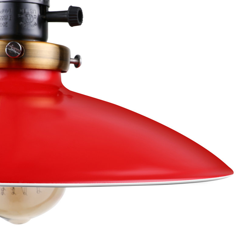 Luminaire suspendu industriel avec abat-jour en métal, Rouge