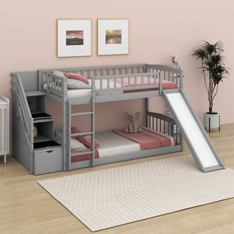 Lit superposé simple au-dessus de simple Josmine Kids, Gris