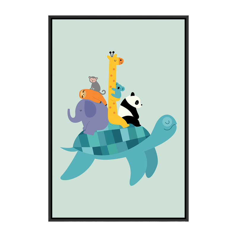 «Travel Together» par Andy Westface - impression d'art graphique, H 60 po x l 40po x P 1,5 po, Toile avec cadre noir
