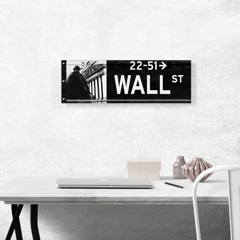 «New York NYC Wall Street Sign», reproduction d'art graphique sur toile tendue, H 12 po x l 36 po x 1,5 po