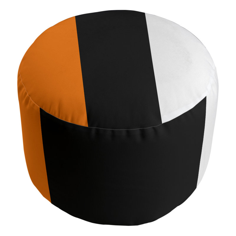 Repose-pieds cubique rond à rayures 20,5", Orange/Black/White