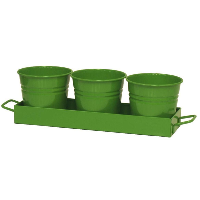Pot à fleurs en acier galvanisé 4 pièces Verdugo, Vert