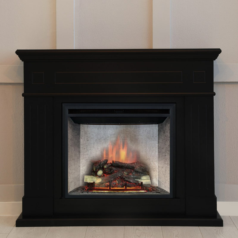 Black Electric Fireplace with 5000 BTU, 27" H x 35" W x 8.5" D
