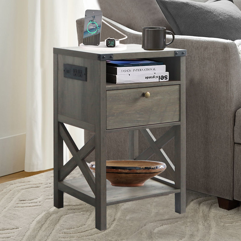 Vishesh 16'' W Nightstand, Washed Oak