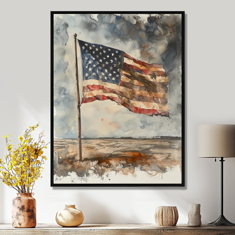 Drapeau de la liberté des États-Unis dans les années 18S - Art mural États-Unis, H 20 po x l 12 po, Noir