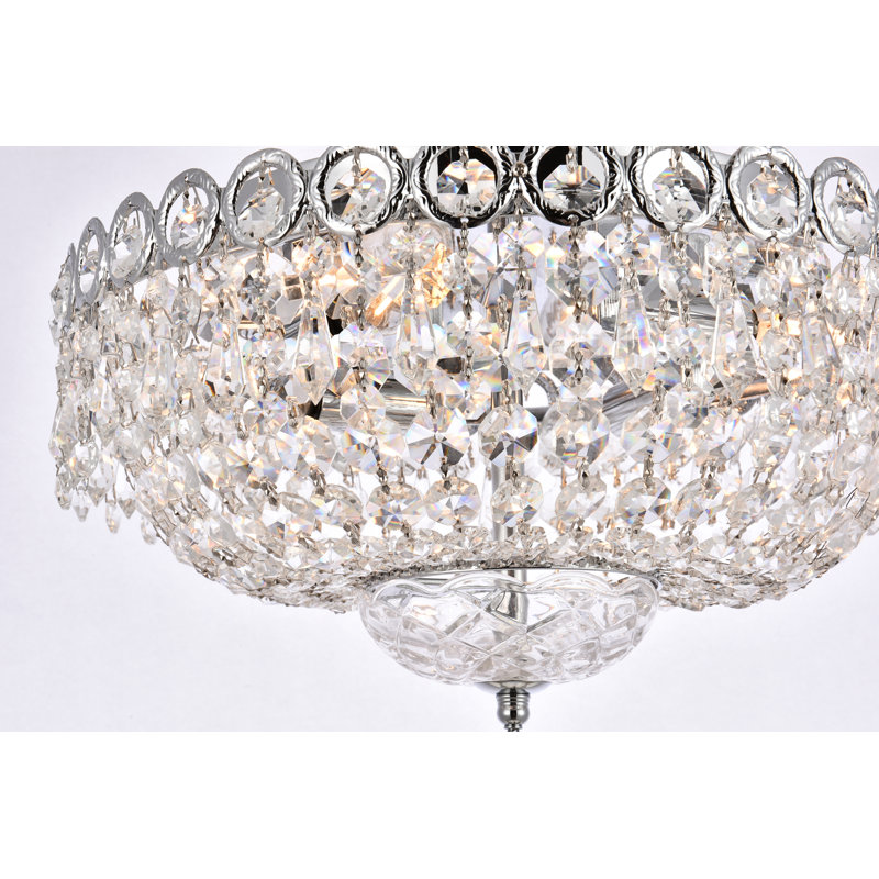 Stoltz Crystal Semi Flush Mount, 10" H x 14" W x 14" D, Chrome