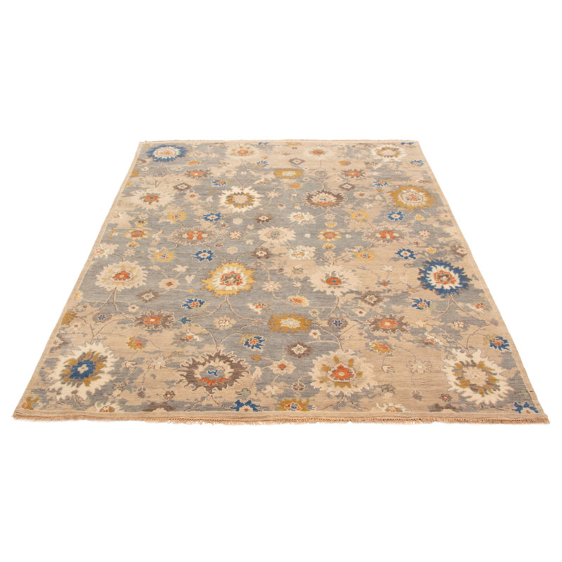 Tapis moderne en laine noué à la main gris Oushak 8 pi 2 po x 10 pi 2 po