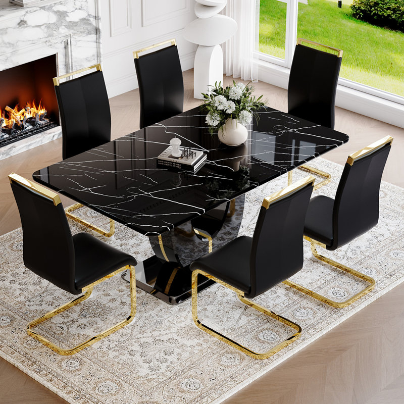 Dining Table Set, 7, Black
