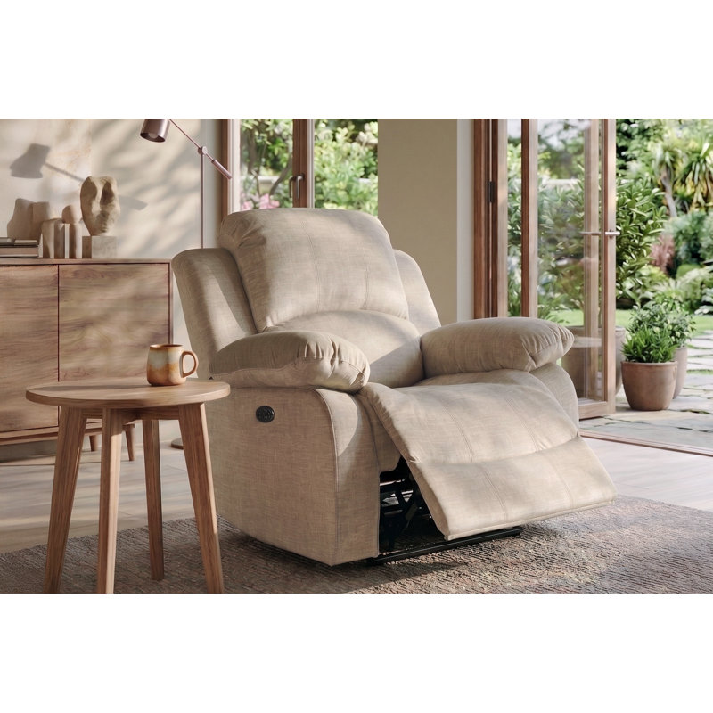 Chenille Fabric Valencia Recliner Chair, Electric, Oatmeal