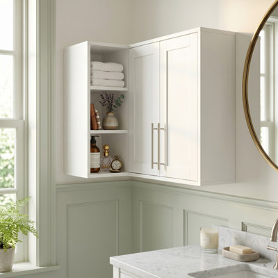L Shape Wall Cabinet, 35'' W x 24'' H White Medium Density Fiberboard (MDF) Kitchen Cabinet Set Ready-to-Assemble