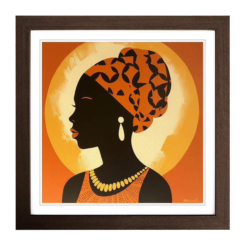 African Woman Mid Century - Framed Print, Walnut